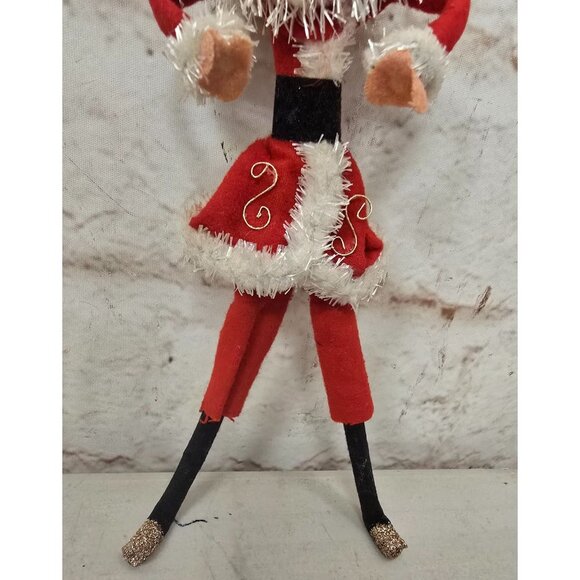 9" Vintage Santa Claus Doll Red Suit & Glitter Shoes Skinny Pipe Cleaner Japan - Picture 5 of 6